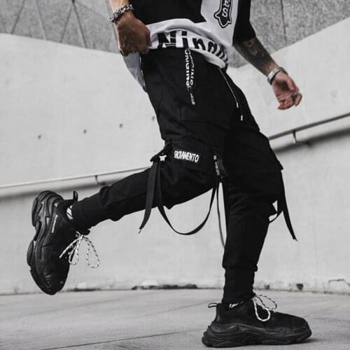 April MOMO 2020 Men New Spring Hip Hop Pants Club Singer Stage Costume Trousers Ribbons Streetwear Joggers Sweatpants Hombre