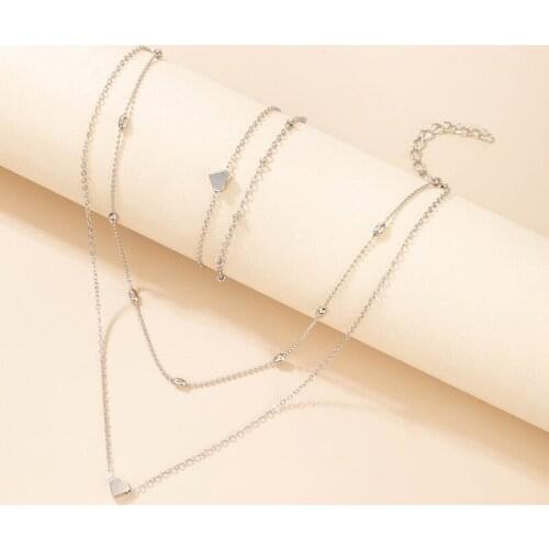 Docona New Fashion Heart Pendant Necklace Simple Bead Bracelet Jewelry Sets for Women Adjustable Wedding Party Jewelry 18299