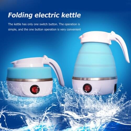 600W Compact Electric Kettle Silicone Foldable Portable Travel Hot Water Heating Boiler Tea Boiling Pot Home Use