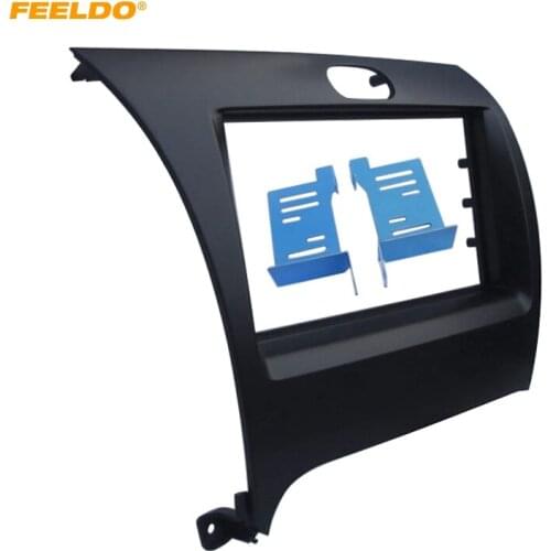 FEELDO Car Stero Radio 2Din Dashboard Fascia Frame for KIA Cerato Forte K3 Panel Face Plate Bezel Trim Mount Kit #HQ1016