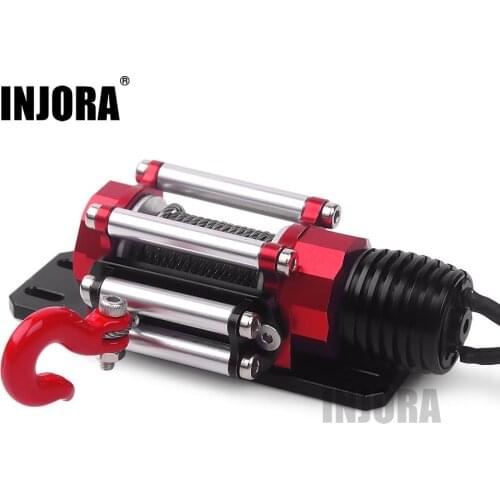 INJORA RC Car Metal Steel Wired Automatic Simulated Winch for 1/10 RC Crawler Car Axial SCX10 90046 D90 Traxxas TRX4