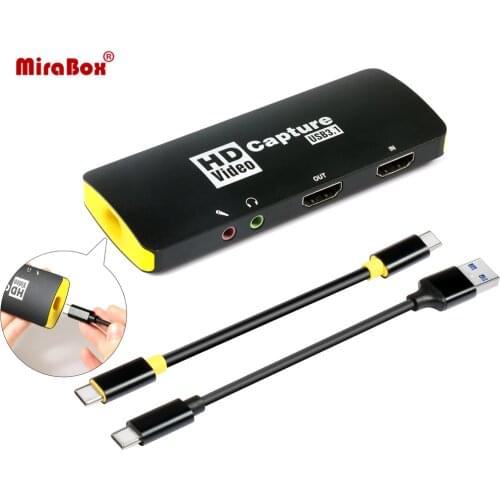 Mirabox Game Capture Card,USB3.1 Type C HDMI Capture Card,1080P 60FPS HD Audio Video Capture Device for PS4 Switch OBS YouTube