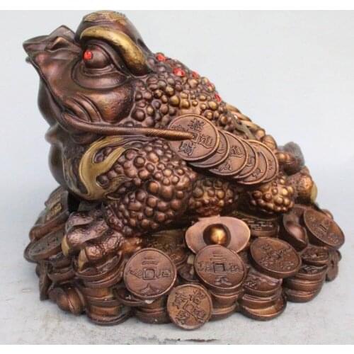 Chinese Copper Gilt Wealth Yuanbao Money Gold Toad Statue