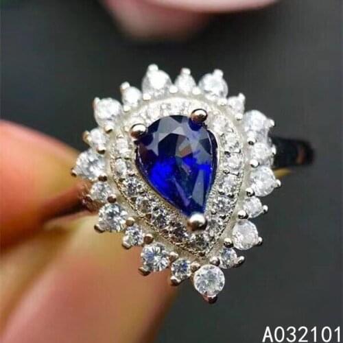 KJJEAXCMY fine jewelry S925 sterling silver inlaid natural sapphire girl elegant ring support test Chinese style hot selling