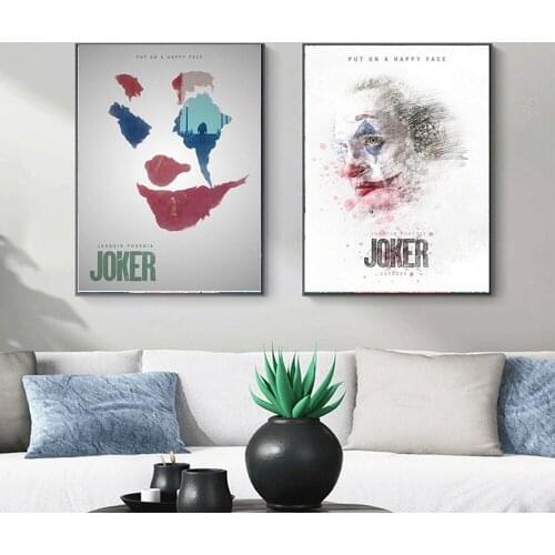 Classic Movie Character Abstract Canvas Painting Villain Role The Joker Creative Poster Bedroom Living Room Decor Aesthetic Art