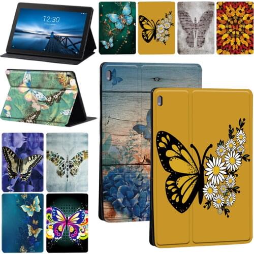 For Lenovo Tab E10 10.1/Tab M10 10.1 Inch Tablet Case PU Leather Stand Tablet Fashion Cover Case + Free Stylus