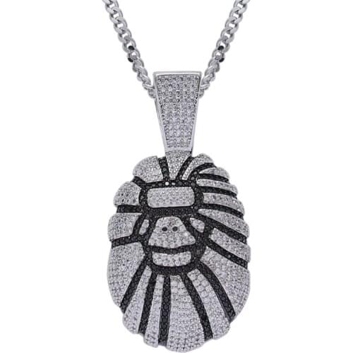 AAA Cubic Zircon Gorilla Pendant Men Necklace High Quality Rock Chain Link Luxury Jewelry