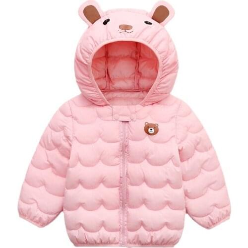 LZH 2021 Autumn Winter New Cute Children Coat Girls Down Padded Jacket Boys Hood Padded Little Bear Cotton Jackets 2-5 Years Old