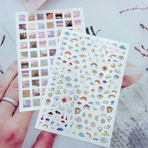 Fashion Hot Selling 3d DIY Nail Stickers Japanese Style Thin Traceless Dry Nail Decals Stars Sea Rainbow Nail Art for Women Girl