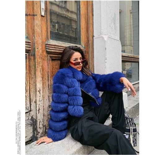 Fashion Cropped Fur Top Women FAUX Fox Fur Coat Plus Size Turn Down Fur Collar Winter Coat Women Fluffy Fur Jacket
