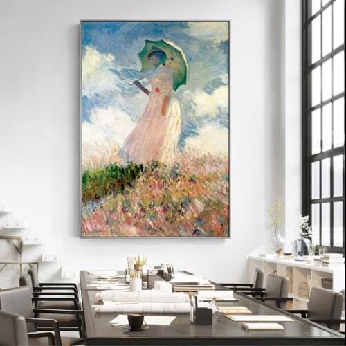 Monet Woman with A Parasol Canvas Paintings Posters and Prints Wall Art Picture for Living Room Home Decoration