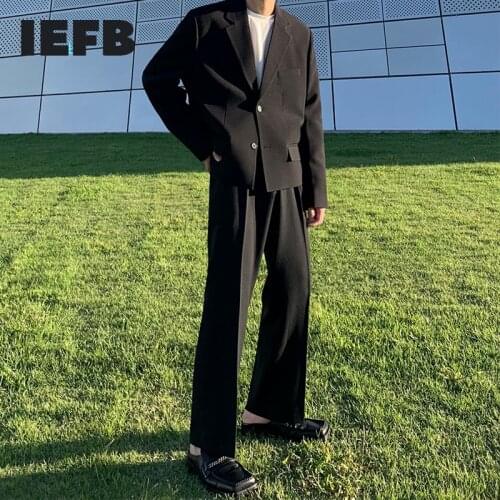 IEFB Mens Korean Trend Short Blazers Single Breasted Long Sleeve Suit Coat Mens Fashion Casual Ruffian Handsome Coat 9Y5876