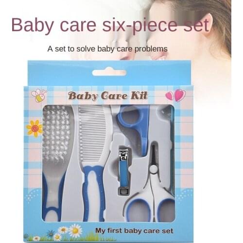 6 Pcs Newborn Baby Nail Hair Daily Care Kit Infant Kids Grooming Brush Comb and Manicure Home Set