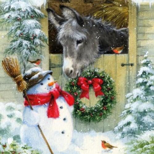 Meian DIY Snow Man 11CT Cross Stitch Embroidery Kit Needlework Set Canvas Printed Cotton Thread Home Decor Christmas Gift