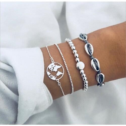 Find Me 2019 new Fashion Vintage Ethnic multilayer long chain Bracelets Boho shell geometric Bracelet Bangles for Women Jewelry