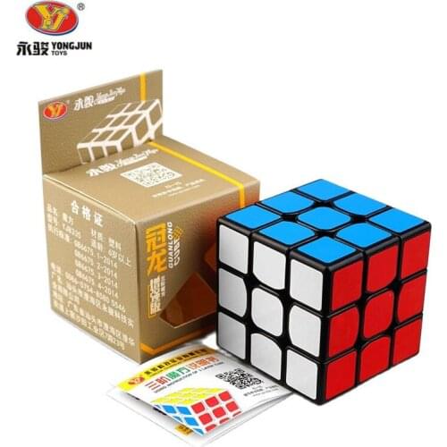 Original Hot Selling YJ GuanLong 3x3x3 plus Version Cube Magic Puzzle Black Professional 3x3 Speed Cubo Educational Gift Toys