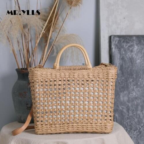 Basket Beach Straw Bags for Women Summer Vacation Ladies Tote Bag Large Capacity Crochet Women`s Handbag Tassel Hollow Out 2021