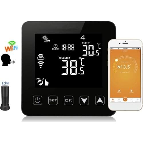 WiFi Programmable Thermostat Echo Alexa Voice Control Electric Floor Heating Room Temperature Control 16A 100-240V