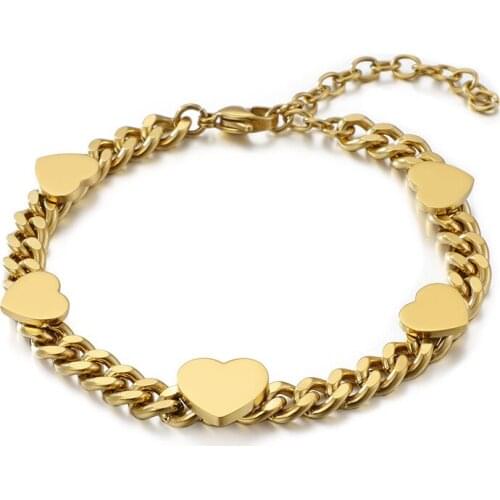 Korean version of the simple titanium steel bracelet heart-shaped couple female heart simple bracelet