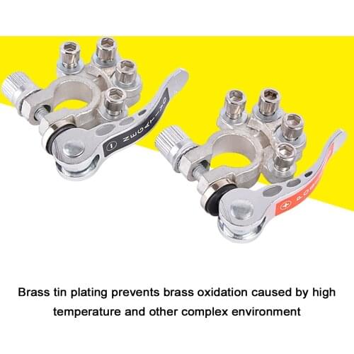 1 Pair Battery Terminal Connector Tin Plated Brass Battery Connector Battery Connection Clip Automobile Battery Pile Heads