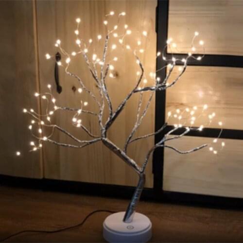 Romantic 36/60/108 LED Touch Night Light USB/Battery Powered Mini Christmas Tree Copper Wire Garland Fairy Table Lamp Gift