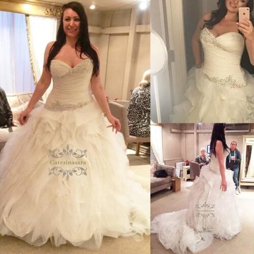 Overweight Sexy Sweetheart Womens 2019 Wedding Dress Ball Gown Puffy Skirt for Girl Bride Gown Bridal Party with Crystals Beads