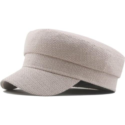 Womens army military hats casual breathable tongue caps for women flat cap new cotton linen black cap Chapeau de femme