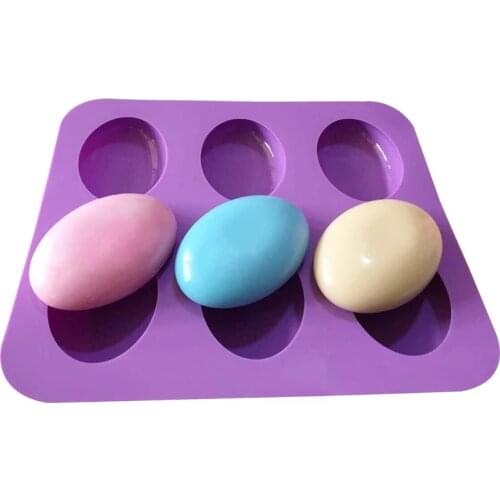 6 Slots DIY Silicone Soap Mould 3D Oval Shape Handmade Jelly Maker Cake Mold Tool Soap Forms Silicone Molds for Soap Making