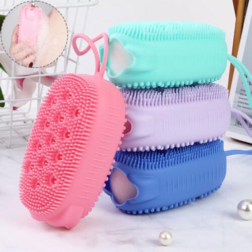 Silicone Shower Brush Solid Double-Sided Creative Body Scrubber Massage Brush Backrubbing Skin Clean Brush Bathroom Tools