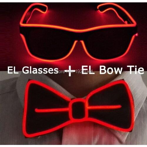 Glowing EL Product Set EL Bow + EL Glasses Luminous Party Decorative Lighting Classic Gift Glow Party Supplies Bright Decor