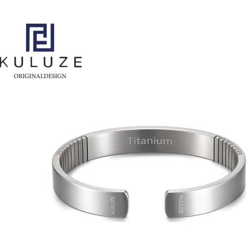 KULUZE Titanium Bracelet for Men Women Fashion Golf Athletic Bangle Bracelets Gift C Shaped Cuff Wristband 100% Pure Titanium