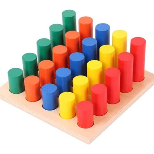Montessori Sensory Integration Training Teaching Aids Kid Cylinder Ladder Blocks B36E