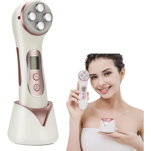 NEW Face Skin EMS Ultrasonic Vibration RF Radio Frequency Facial LED Photon Skin Care Device Face Lift Tighten Beauty Machine