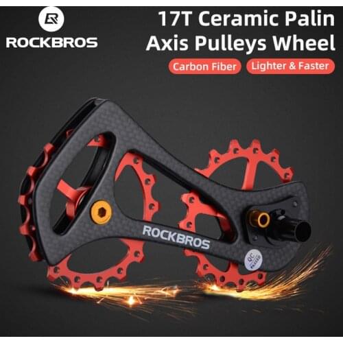 ROCKBROS Carbon Fiber Bicycle Rear Derailleur Pulleys Wheel 17T Bike Jockey Wheel For Shimano 6800 6870 9000 9070 Bicycle Parts