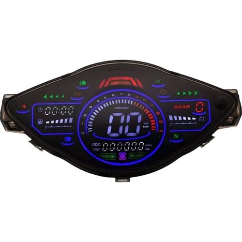 Waterproof Digital Motorcycle Speedometer LCD Display Odometer Tachometer with Backlight for Honda Wave 100 110