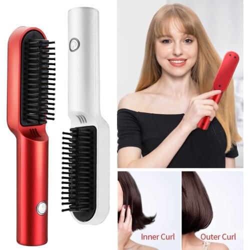 Blow hair straightener hair dryer hair straightening brush hot straightening Comb Fast electric cordless hair straightener brush