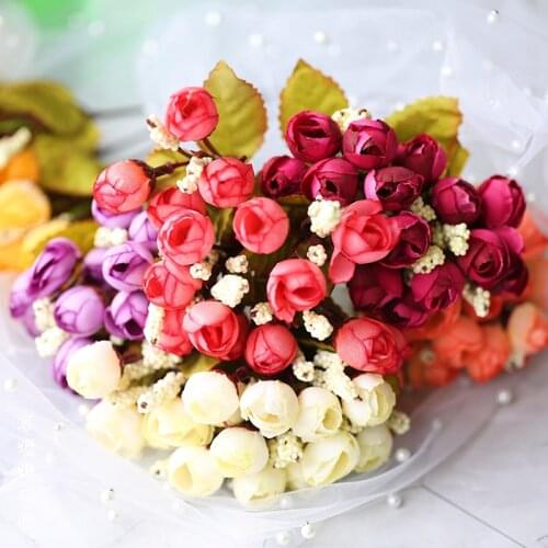High Quality Vivid Artificial Roses Bud for Photography Studio Props Wedding Home Decoration Girl friend Gift 5 Head/Branches