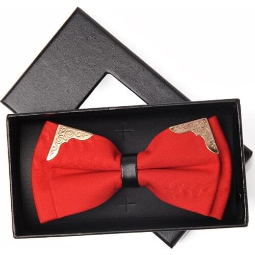 High Quality 2017 Designers Brand Groom Wedding Bowtie Fashion Metal Bowtie Mens Bow Tie Men Neckties Bowtie Solid Orange White