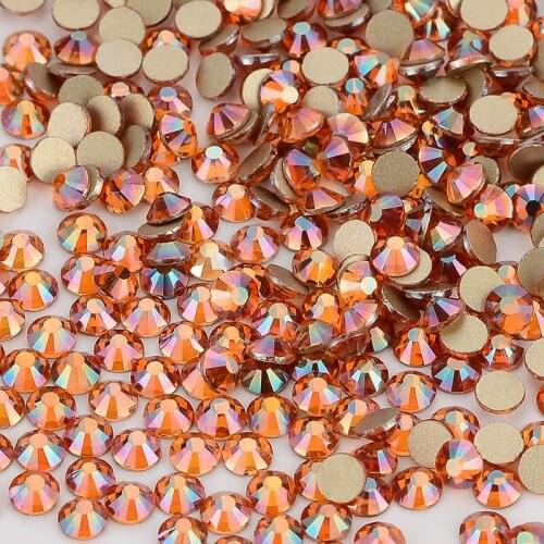 Amber Crystal Golden Back FlatBack Glass Rhinestones Non-HotFix Nail Art Crystal Decorations Flat Back Rhinestones Crystal