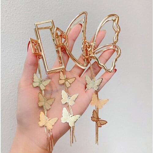 Hollow Out Butterfly Heart Tassel Hair Pins For Women Girl Vintage Metal Silver Color Harajuku Hair Clip Jewelry Accessories New
