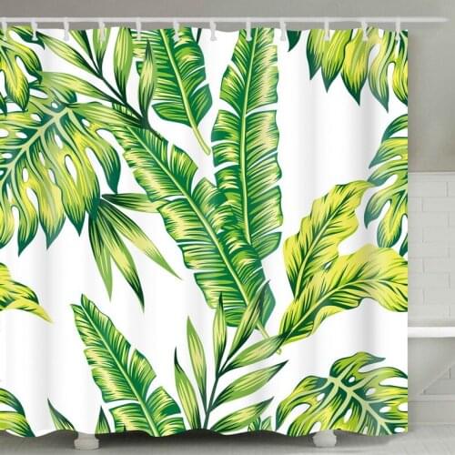Nordic Green Tropical Plant Shower Curtains for Bathroom Waterproof Polyester Fabric Bath Curtain Banana Leaves Printing Screens