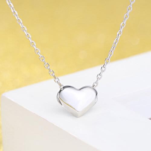 Womens Love Heart Pendants And Necklaces 925 Sterling Silver Retro Wedding Lucky Jewelry Gifts Free Shipping GaaBou Jewellery