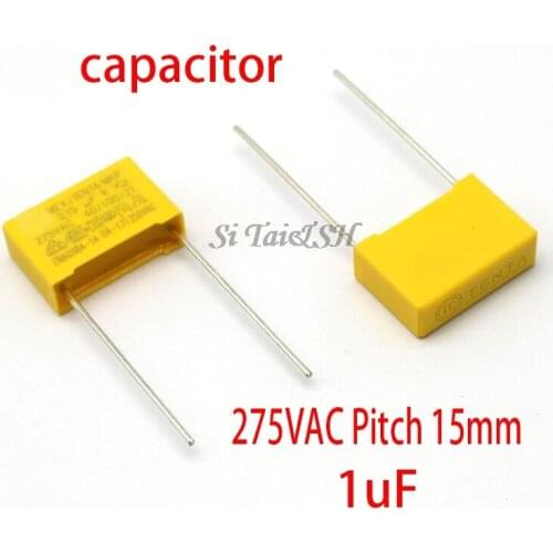 10pcs 1uF capacitor X2 capacitor 275VAC Pitch 15mm X2 Polypropylene film capacitor 1uF