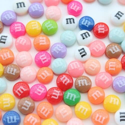 100pcs 8MM Mini Resin M Chocolate Beans Candy Button Sticker For DIY Macking Flatbacks Handmade Accessories