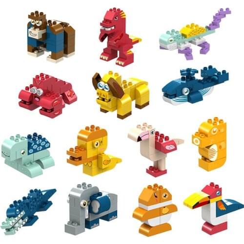 117pcs/140pcs Animals Theme Large Particles Building Blocks Assembling Bricks Educational Toys For Children Plastic Baby Toy