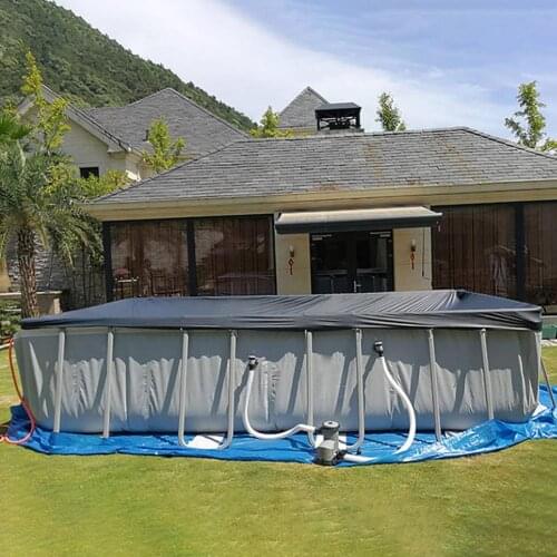300x200x20cm Large Pool Cover 210D Oxford Waterproof Outdoor Garden Square Solar Frame Pool Dust Cover UV Protection Sun Shade
