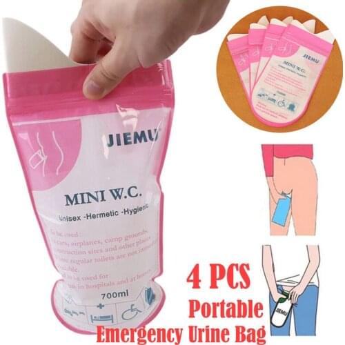 4PCS Emergency Portable Car Urine Bag 700ml Vomit Bags Mini Mobile Handy Unisex Kids Disposable Urinal Toilet Bag Transparant