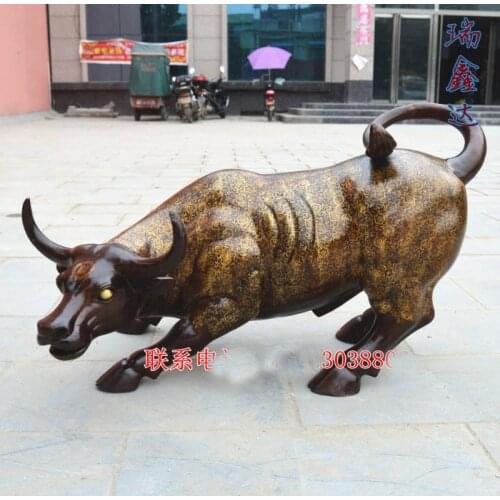 95 CM LARGE # Office home Business stock-market Charging bull Mascot # efficacious Talisman Money Drawing bronze bull COW statue