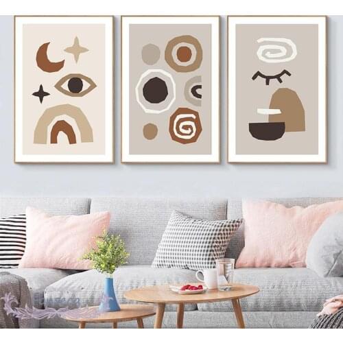 Abstract Evil Eye Canvas Painting Wall Art Pictures Morandi Style Geometric Poster for Living Room Aesthetic Interior Home Decor