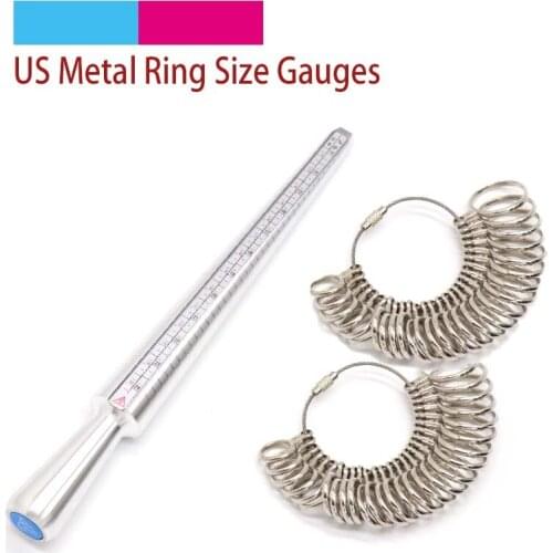US Metal Ring Size Gauges Measuring Ring with Rings Mandrel Sizer Finger Sizing Measuring Stick Ring Jewelry Tools